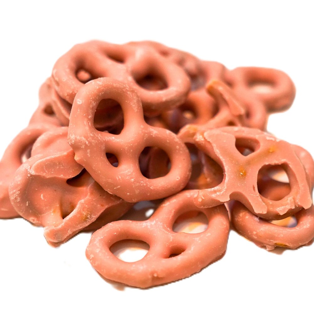 Strawberry Yogurt Coated Pretzels - 1 lb of Fresh Gourmet Sweet Creamy Covered Dipped Pretzels in Resealable Bag to Ensure Freshness