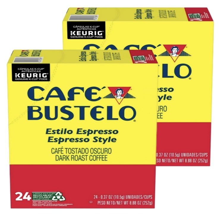 Caf Bustelo Espresso Style Dark Roast Coffee, 24 Count (Pack of 2), Total 48 Keurig K-Cup Pods