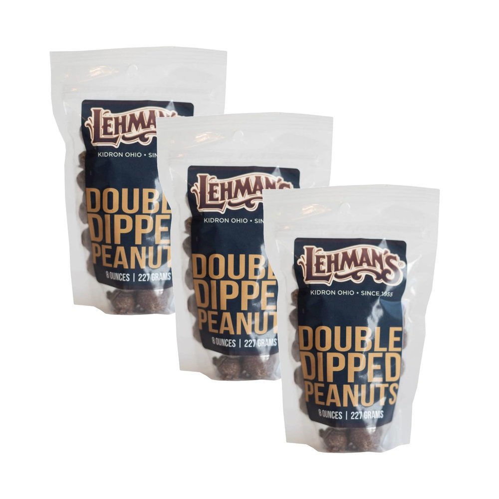 Lehman's Chocolate Covered Peanuts, Double Dipped Nuts in Milk Chocolate Candy, 3 Pack of 8 oz Resealable Bags