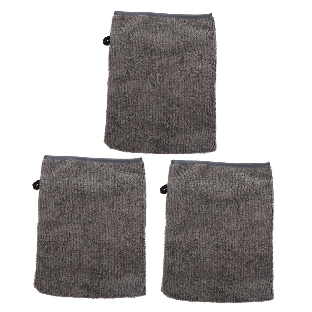 BIUDECO 3pcs Makeup Remover Facial Cleansing Gloves Soft Microfiber Shower Mitts for Gentle Skin Care Washable Reusable for Daily Makeup Removal and Face Washing Grey-black