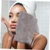 BIUDECO 3pcs Makeup Remover Facial Cleansing Gloves Soft Microfiber Shower Mitts for Gentle Skin Care Washable Reusable for Daily Makeup Removal and Face Washing Grey-black view 4