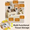 Tissue Box Cover with 6 Storage Compartments, Refined Modern PP Material, 11.3''(L) x 5.4''(W) x 4.1''(H) Tissue Dispenser Box Holder for Bathroom Vanity Countertop, Office, Home (Grey) view 3