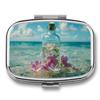 The Shallow Ocean Pill Box 2 Compartment Transparent Bottle Full of Flowers Portable Medicine Pill Case Travel Pill Organizer for Pocket Purse view 1