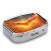Fire Phoenix Pill Box 2 Compartment Open Wings on Sky Surrealism Portable Medicine Pill Case Travel Pill Organizer for Pocket Purse view 3
