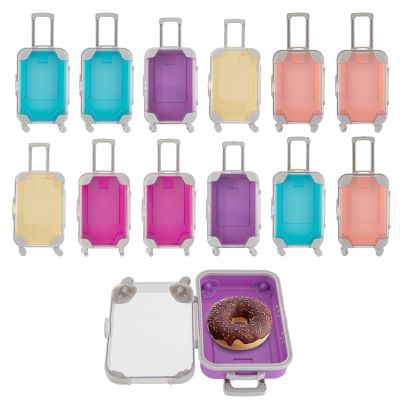 12 Pack Mini Suitcase, Simulation Trolley Case, Mini Luggage, Plastic Suitcase Gift Box, Mini Boxes, Party Favor Boxes Empty Candy Box False Eyelashes Packaging Box Trolley Tiny Suitcase Miniature