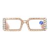 helena Fashion Small rectangle Shiny Bling Rhinestone Reading Glasses For Women Blue Light Blocking Reader Computer Eyeglass (tea, 1.5, x) view 2