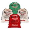 Merry Craft Works Personalized Large Christmas Santa Sack, Embroidered with Your Name, Custom Christmas Canvas Drawstring Gift Bags for Family, 4 Pack view 1