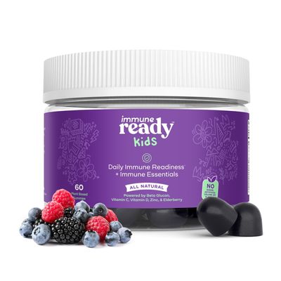 Immune Ready Kids Multivitamin Gummies Mixed Berry Flavor Sugar-Free Daily Kids Immune Support with Beta Glucan, Elderberry, Vitamin C, D3 & Zinc Vegan, Non-GMO 60 Gummies