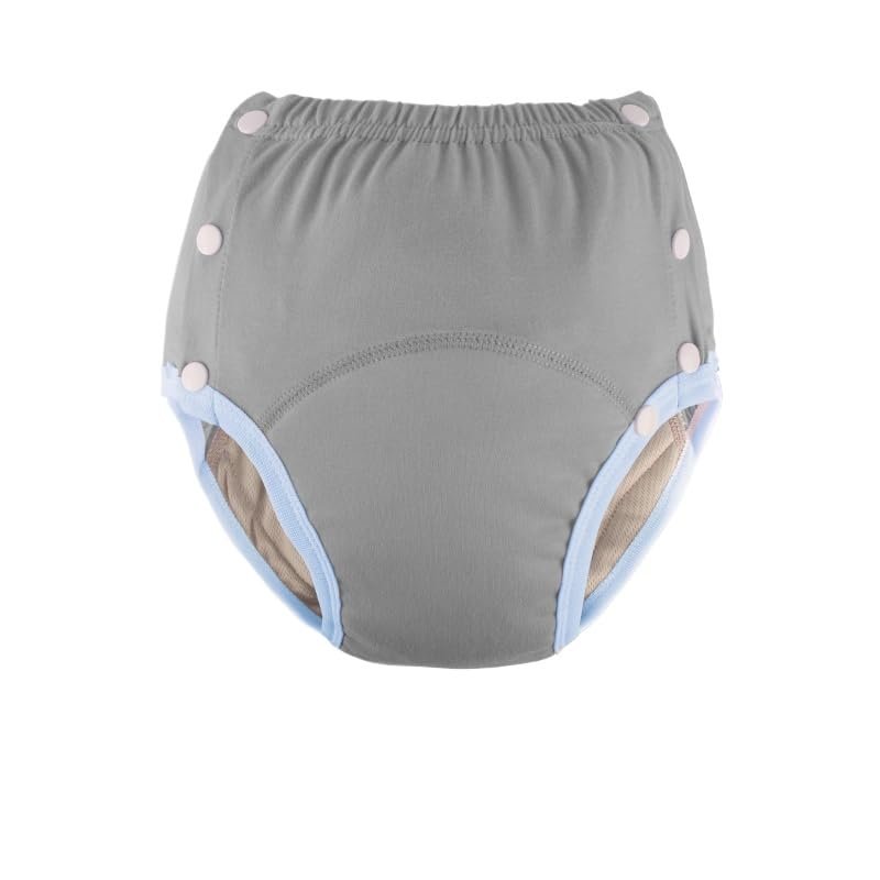 Reusable Cotton Adult Incontinence Diapers for Seniors Breathable, Leak-Proof, Washable Cloth Diapers, Absorbent Urine Pads for Elderly (Gray,Medium)