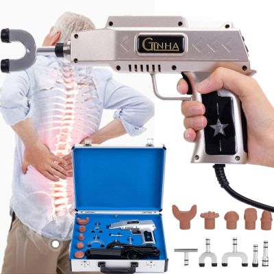AWAYDD Spine Correction Gun Spine Adjusting Massager Strength Adjustable Electric Massage Gun Chiropractic Adjusting Tool for Muscle Relaxation(Gold)