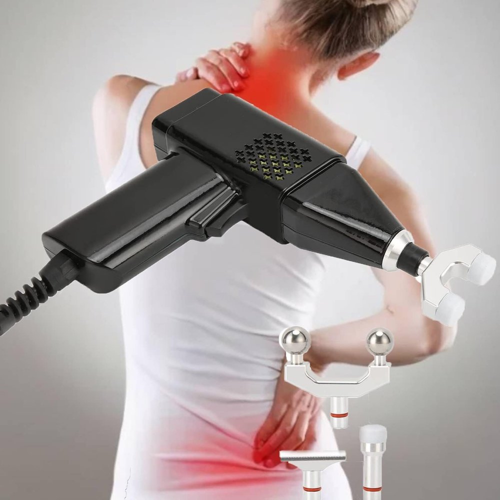 AWAYDD Electric Spine Massager Adjusting Corrector Gun, 3-Level Chiropractic Adjustment Adjustment Tool, Complete Muscle Relaxation(Black)