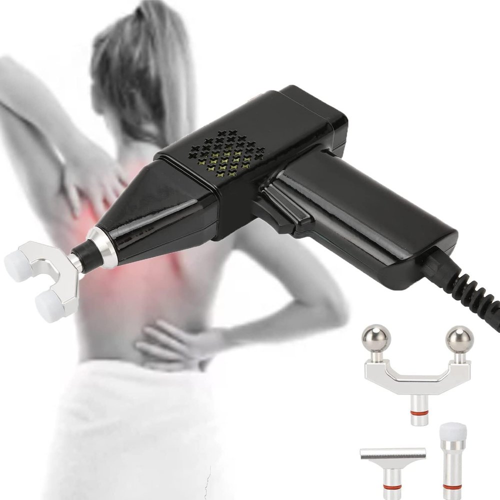 AWAYDD Electric Spine Massager Adjusting Corrector Gun, 3-Level Chiropractic Adjustment Adjustment Tool, Complete Muscle Relaxation(Black)