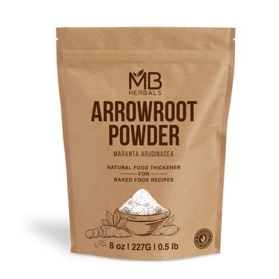 MB Herbals Arrowroot Flour Powder, 8 oz / 227g Gluten Free Natural Thickener for Soups, Sauces, Curries | No Preservatives