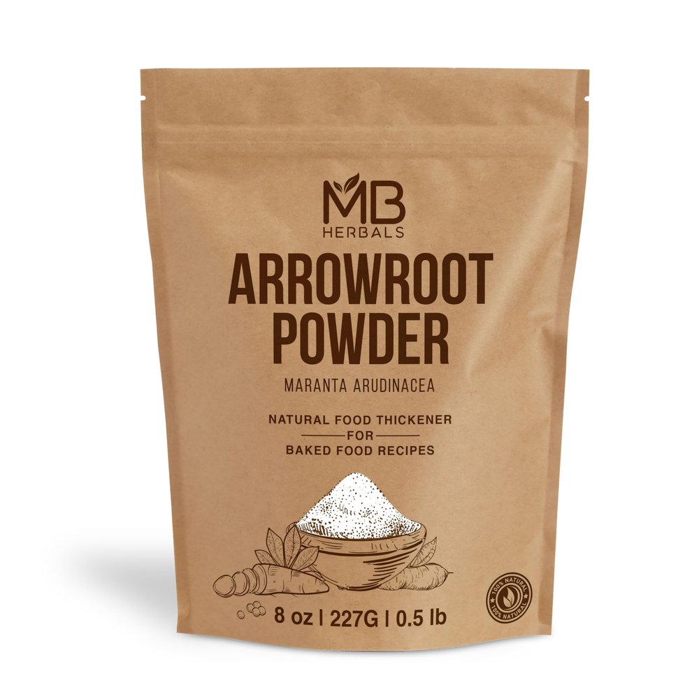 MB Herbals Arrowroot Flour Powder, 8 oz / 227g Gluten Free Natural Thickener for Soups, Sauces, Curries | No Preservatives