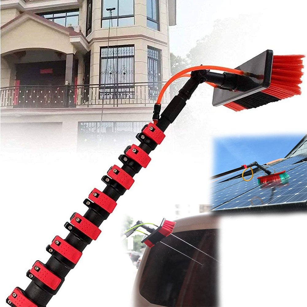 JYVDGGKKW Water Fed Telesbrush Window Cleaning Brush | Efficiently Clean Trucks, Windows, and Solar Panels with Extension Pole | Complete Cleaning Kit