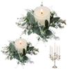 Candle Rings 2Pcs Eucalyptus Candle Ring 10'' Pillar Candle Rings Wreaths Artificial Farmhouse Mini Wreath for Wedding Centerpieces Tables Door Wall Window Decor, Candle Rings view 3