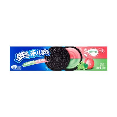 Crystal Grape & Peach Filled Sandwich Biscuits, Unique Fruit Aroma, Popularly Recommended Snack by Influencers, Sweet but Not Greasy, Internet Sensation 97g x 2 Pack