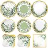Skybooly 144 Pcs 48 Guests Sage Green Party Plates and Napkins Scalloped view 1