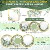Skybooly 144 Pcs 48 Guests Sage Green Party Plates and Napkins Scalloped view 2