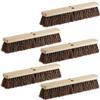 5 Pack Push Broom Head 18 Inch Commercial - Deck Scrub Brush Head with Natural Palmyra Bristles - Stiff Unflagged Broom Head for Rough Surface Cleaning - Heavy Duty Shop Broom Replacement Head view 1