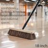 5 Pack Push Broom Head 18 Inch Commercial - Deck Scrub Brush Head with Natural Palmyra Bristles - Stiff Unflagged Broom Head for Rough Surface Cleaning - Heavy Duty Shop Broom Replacement Head view 2