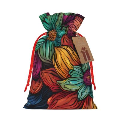WEFFGDCFG Christmas Drawstring Gift Bags With Tags - Rainbow Butterfly - Xmas Santa Sacks Bags, Candy Bag, Present Wrapping Bag, Christmas Ornaments, New Year, Holiday Party Goodies