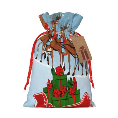 WEFFGDCFG Christmas Drawstring Gift Bags With Tags - Merry Xmas - Xmas Santa Sacks Bags, Candy Bag, Present Wrapping Bag, Christmas Ornaments, New Year, Holiday Party Goodies