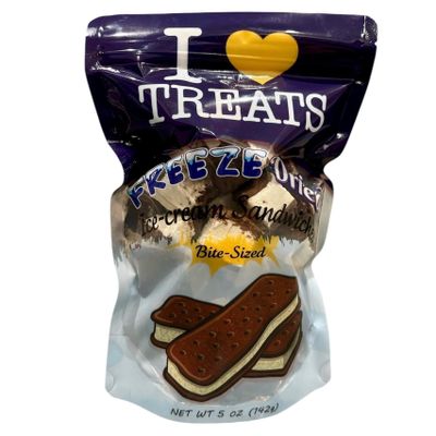 I LOVE TREATS Freeze Dried Ice Cream Sandwiches Bite Size 5 oz Crispy Crunchy Vanilla Ice Cream Chocolate Cookie