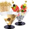 100 Clear Disposable Plastic Martini Glasses for Parties + 200 Cocktail Picks Bundle view 1