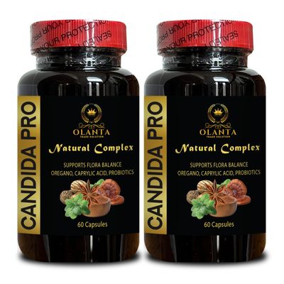 OLANTA TRADE SOLUTION Candida Support Complex - caprylic Acid, Candida Support, Natural Candida Detox, Gut Health Supplements for Women & Men, Organic Wormwood Leaves - 2 Bottles 120 Capsules