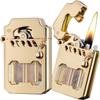 HUZHUAN Mecha Metal Rocker Lighter, Vintage Metal Rocker Kerosene Windproof Lighter, Retro Transparent Oil Tank Metal Rocker Kerosene Lighter, Rocker Arm Lighter, Kerosene LighterOil Lighter(Gold) view 1