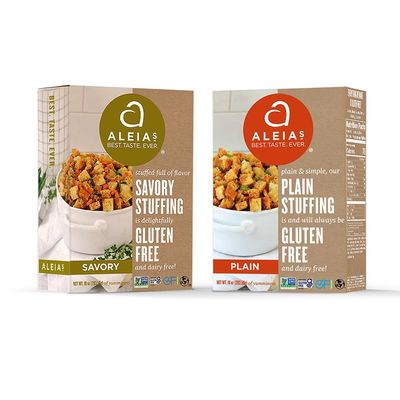Aleias Gluten Free Stuffing Mix  Assorted 2 Pack  Includes Savory (10oz) & Plain Stuffing Cubes (10oz)  Dairy Free, Kosher, Flavorful & Versatile