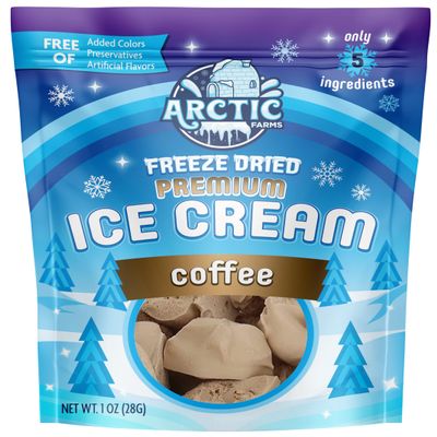 Arctic Farms Freeze Dried Premium Ice Cream That Does Not Melt (5 Ingredients) (1oz, Coffee)