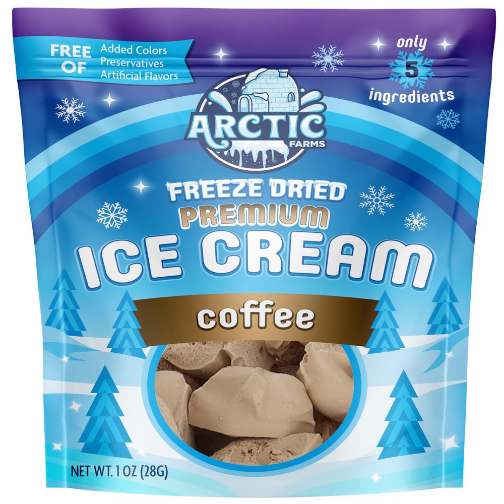 Arctic Farms Freeze Dried Premium Ice Cream That Does Not Melt (5 Ingredients) (1oz, Coffee)