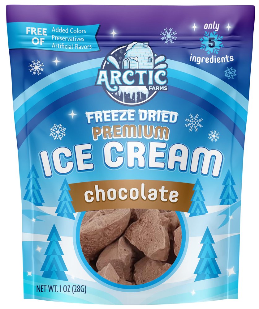 Arctic Farms Freeze Dried Premium Ice Cream That Does Not Melt (5 Ingredients) (1oz, Chocolate)