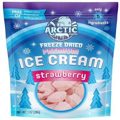 Arctic Farms Freeze Dried Premium Ice Cream That Does Not Melt (5 Ingredients) (1oz, Strawberry)