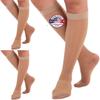 (3 Pairs - Closed Toe) Made in USA - Sheer Compression Socks for Women 15-20mmHg - Compression Stockings for Varicose Veins Circulation, Thrombosis, Embolism - Natural, Small - A101NA1-3 view 1