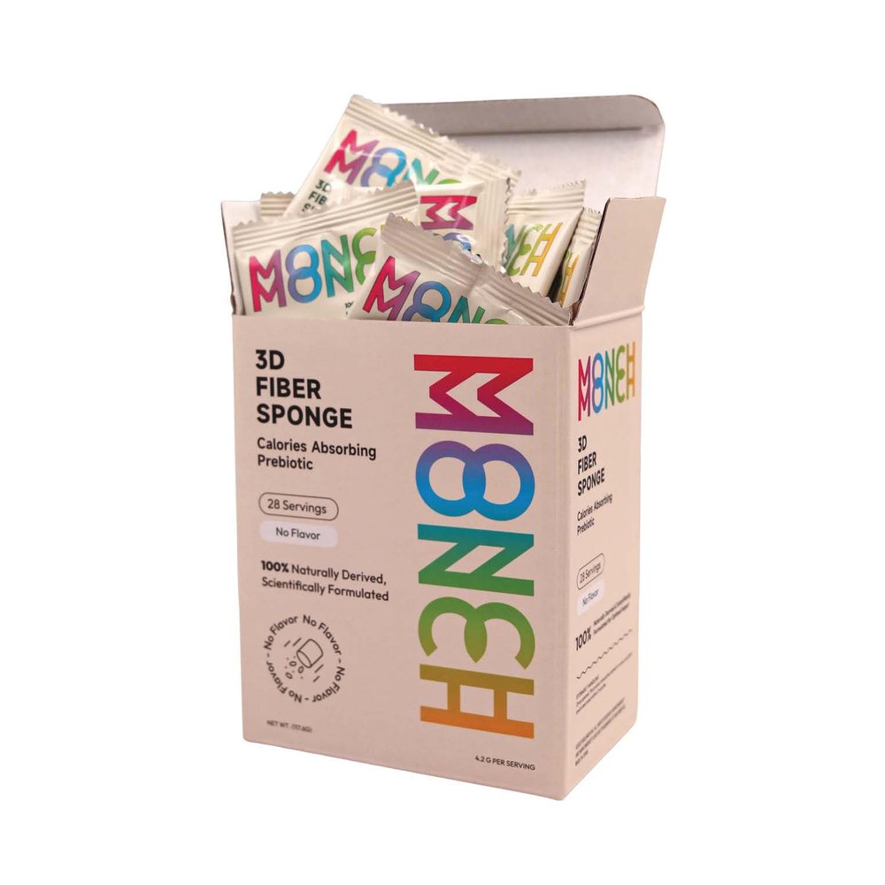 Monch Monch Prebiotic Fiber Powder Unflavored, Calorie Absorbing Soluble Fiber Supplement, Supports Healthy Gut, Digestion, and Blood Sugar, Konjac Gum, Vegan, Sugar-Free, 28 Ct