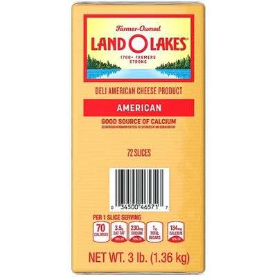 Land O Lakes Sliced Yellow American Premium Deli Cheese, 3 lbs.