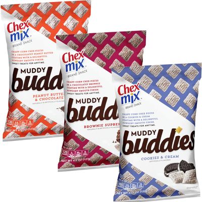 Variety Snack Pack Muddy Buddies, 3 Pack, Brownie Supreme, Cookies & Cream, Peanut Butter & Chocolate
