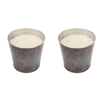 2 Pcs Large 3 Wicks Bucket Citronella Candle for Outdoor Camping Citronella Aromatherapy Candle, Small Galvanized Bucket with Handles for Home Decor