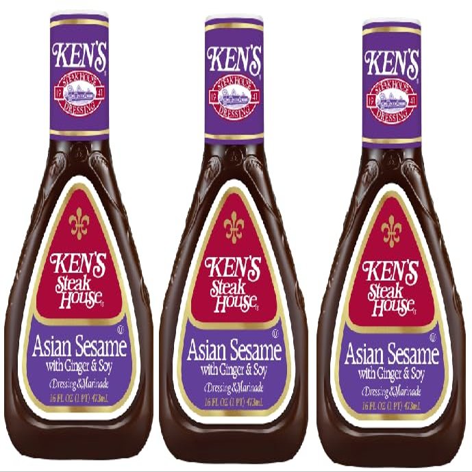 Asian Sesame Salad Dressing & Marinade With Ginger & Soy (Pack Of 3 Bottles), 16 oz.