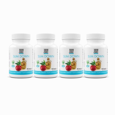 Yes You Can! Slim Down Dietary Supplements - with African Mango, L-Carnitine, Apple Cider Vinegar, Green Tea Extract, and Caffeine derived from Guarana Seed Extract, 120 Capsules/4 Month Supply