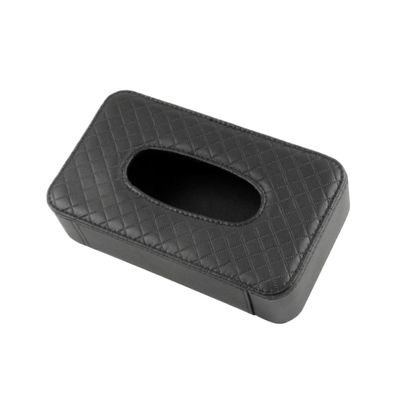 LIFKICH Pu Leather Tissue Container for Car Rectangular Napkin Holder Back Hanging Stylish Tissue Box Cover for Home Office Travel Black