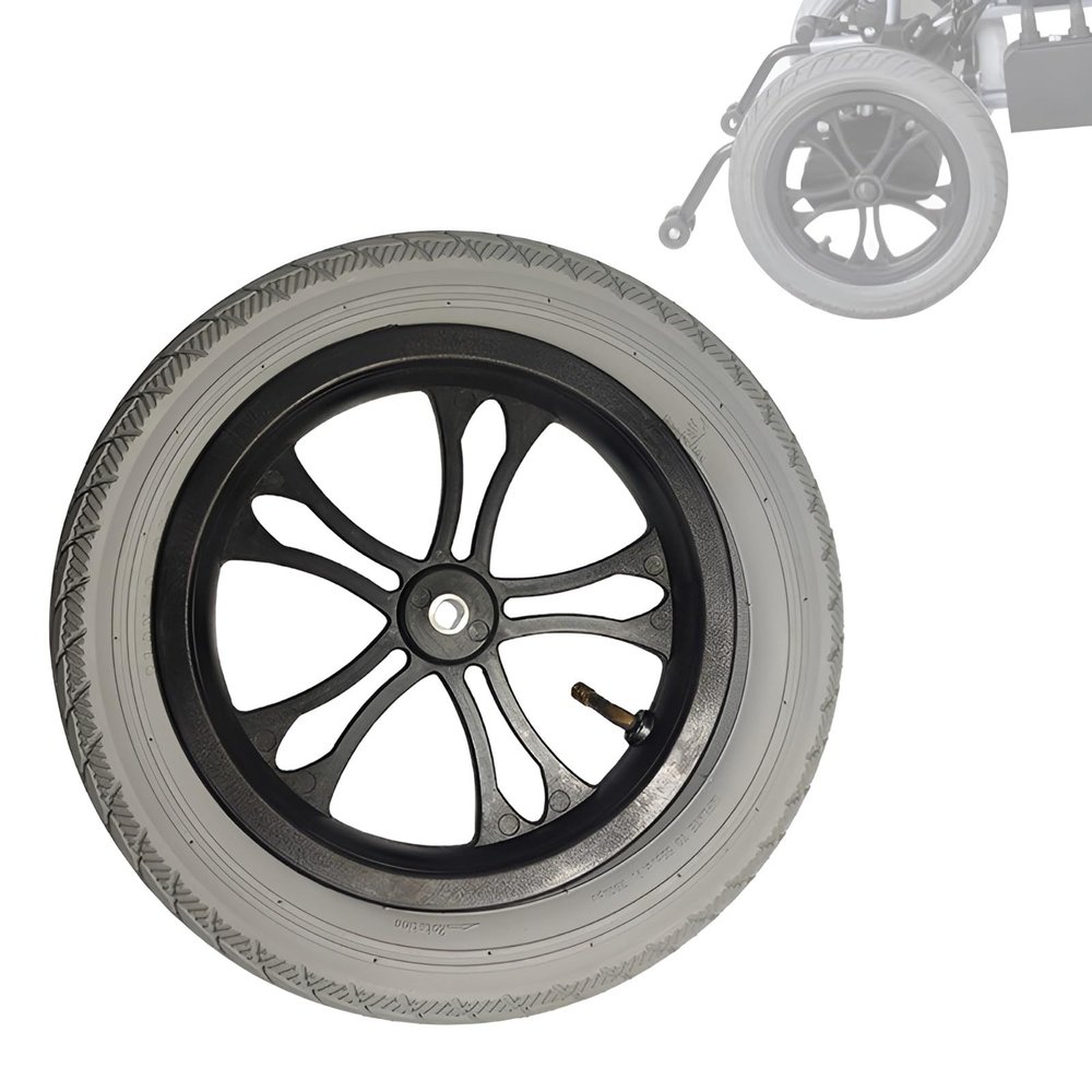 12 Inch Wheelchair Rear Wheel, 310X50-Inflatable Rubber Tire Electric Wheelchair Replacement Wheel Accessories