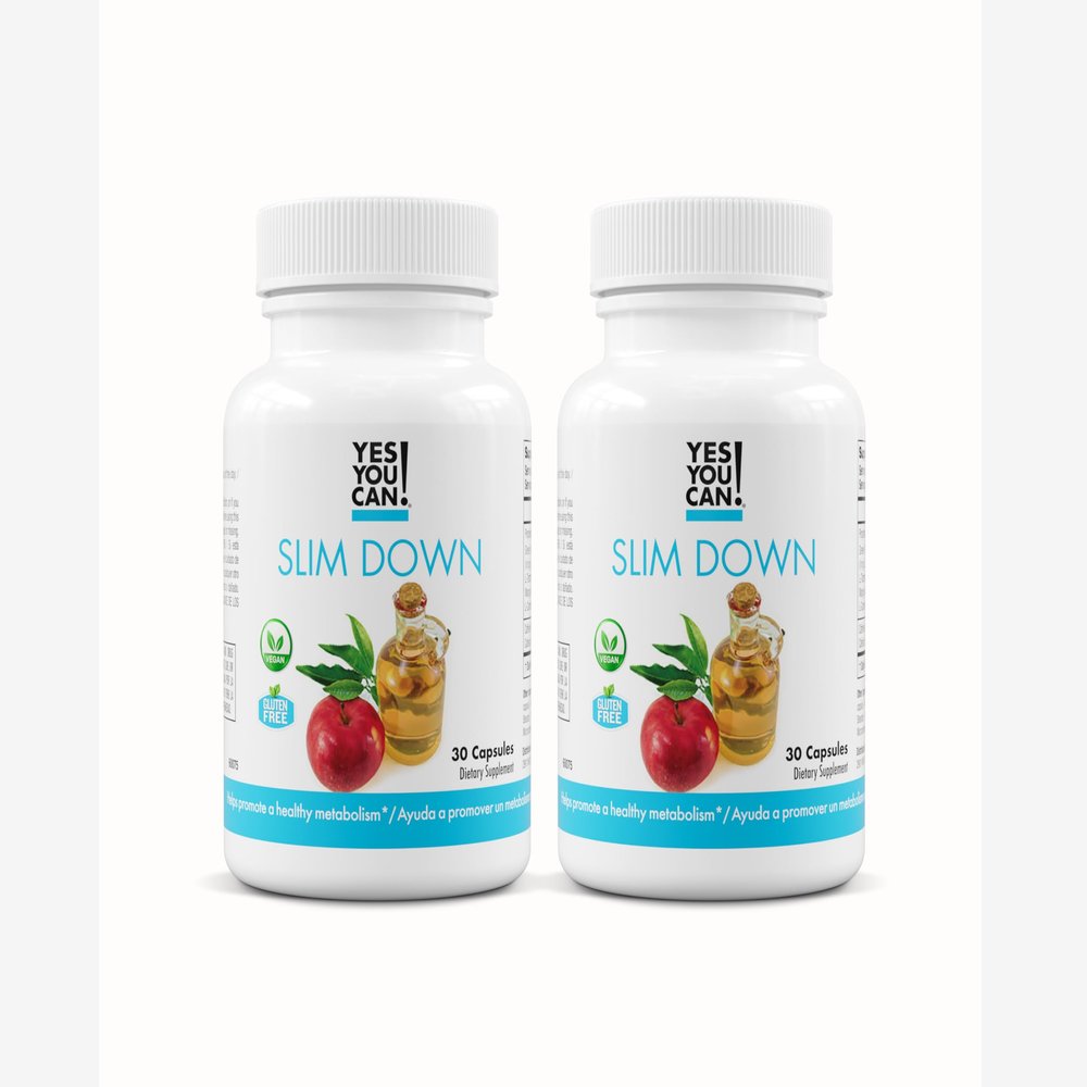 Yes You Can! Slim Down Dietary Supplements - with African Mango, L-Carnitine, Apple Cider Vinegar, Green Tea Extract, and Caffeine derived from Guarana Seed Extract, 60 Capsules/2 Month Supply