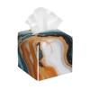 Elegant Square Leather Tissue Box Cover - Stylish & Waterproof Abstract Marble Stone Printed Tissue Box for Table Decor view 1