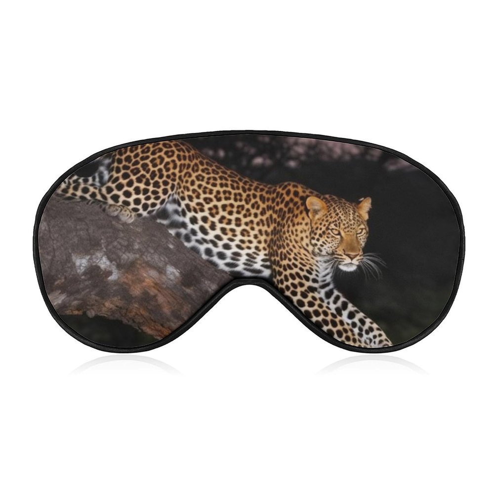 African Leopard Sleep Mask Adjustable Eye Mask Light Blocking Night Blindfold Comfortable Eye Patches Soft Breathable Eye Cover for Travel Night Sleeping Nap