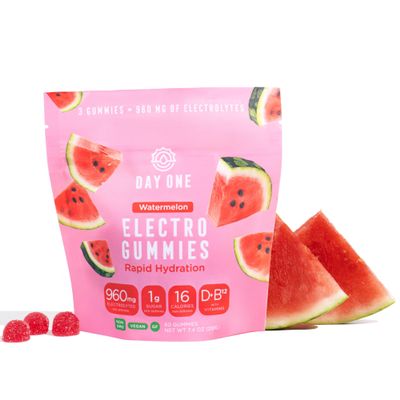 Day One ElectroGummies Electrolyte Hydration Gummies Ideal to Boost Hydration & Energy Running, Workout Sour Watermelon Flavored 60 Gummies