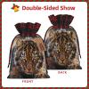 YKJJFVZ Tiger Print Drawstring Gift Bags,Christmas Gift Wrapping Sacks Pouches For Xmas Presents Party Favor view 3